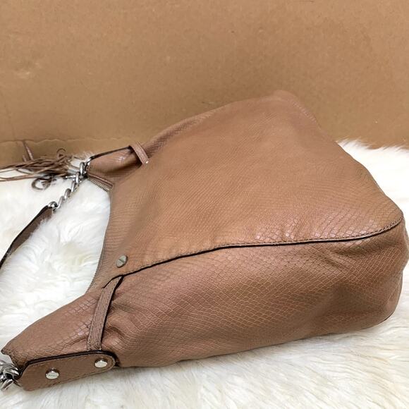 MICHAEL KORS Large N/S Top Zip MEGAN Hobo Dark Dune Snake-Embossed Leather - Picture 4 of 16